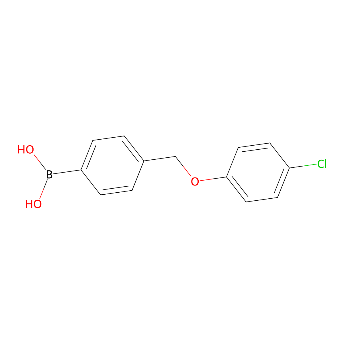 (4-((4-Chlorophenoxy)methyl)phenyl)boronic acid molecular structure, CAS 1256358-72-1