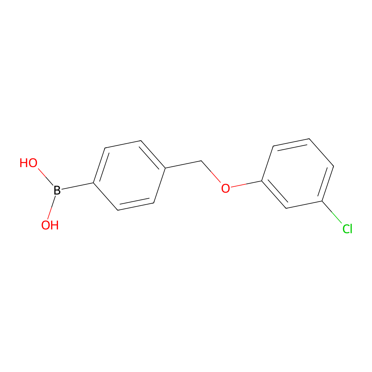 (4-((3-Chlorophenoxy)methyl)phenyl)boronic acid molecular structure, CAS 1256358-75-4