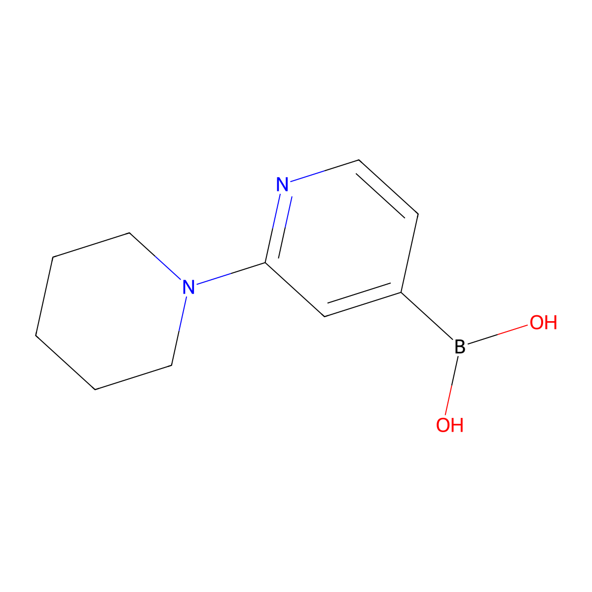 2-Piperidinopyridine-4-boronic acid molecular structure, CAS 1256358-82-3