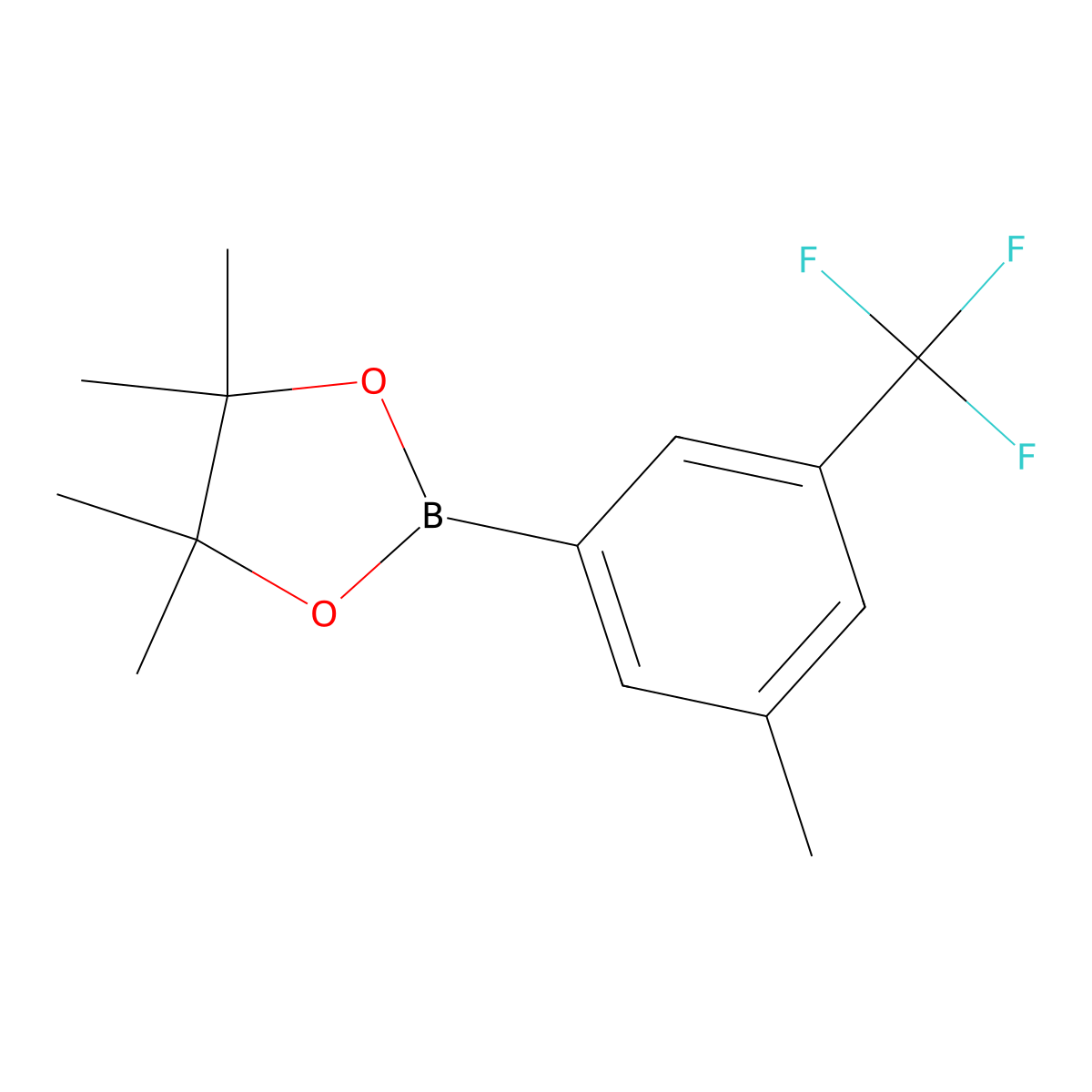 4,4,5,5-Tetramethyl-2-(3-methyl-5-(trifluoromethyl)phenyl)-1,3,2-dioxaborolane molecular structure, CAS 1256358-84-5