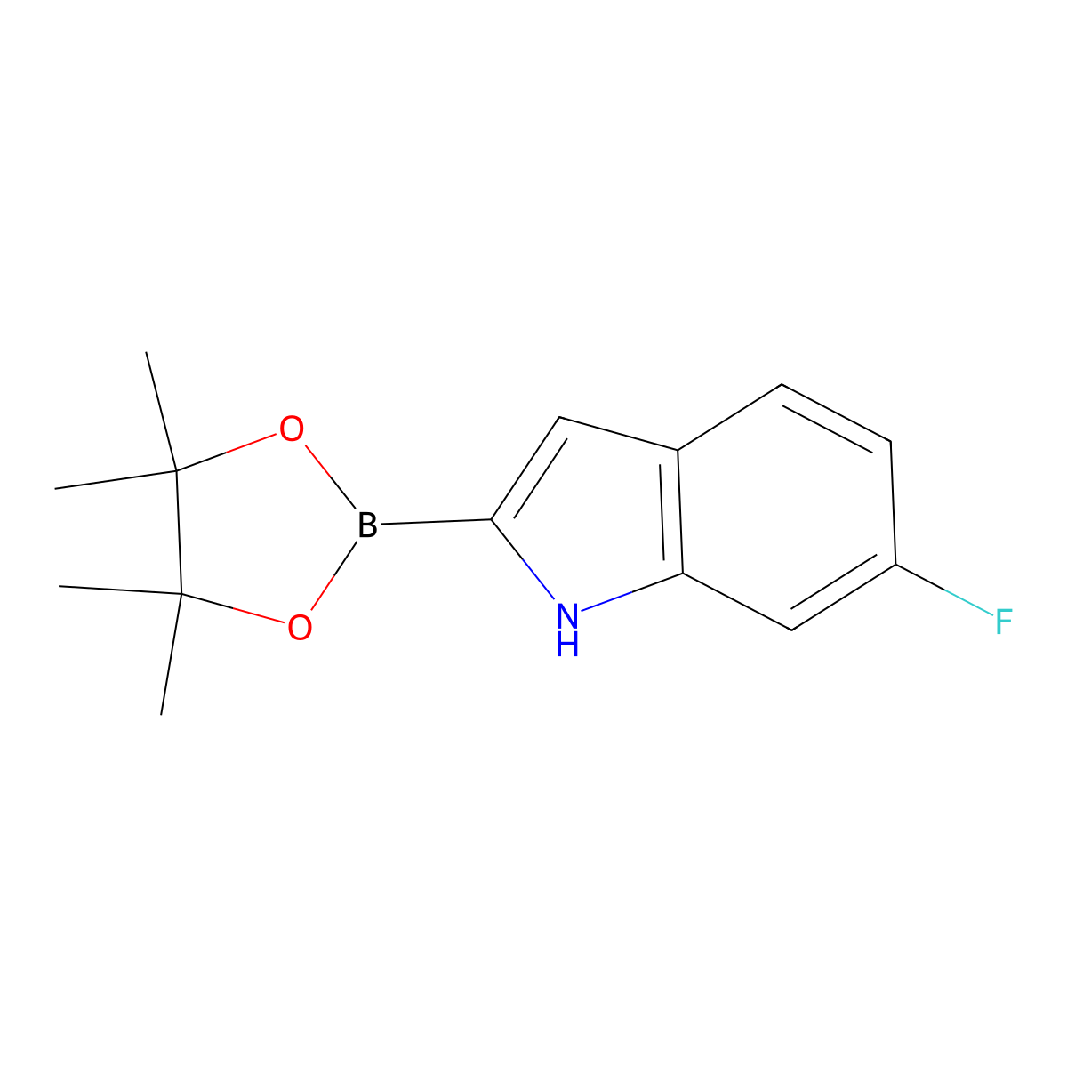 6-Fluoro-2-(4,4,5,5-tetramethyl-1,3,2-dioxaborolan-2-yl)-1H-indole molecular structure, CAS 1256358-98-1