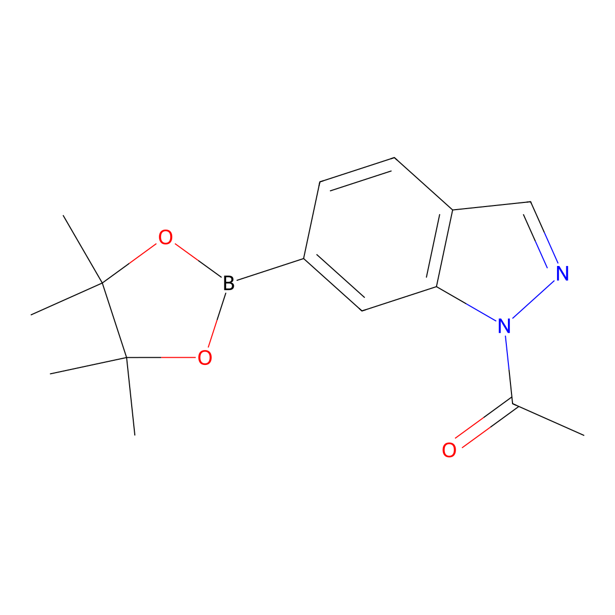1-(6-(4,4,5,5-Tetramethyl-1,3,2-dioxaborolan-2-yl)-1H-indazol-1-yl)ethanone molecular structure, CAS 1256359-07-5