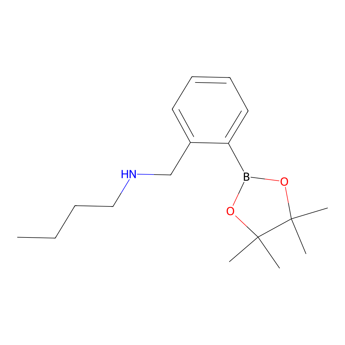 N-(2-(4,4,5,5-Tetramethyl-1,3,2-dioxaborolan-2-yl)benzyl)butan-1-amine molecular structure, CAS 1256359-08-6
