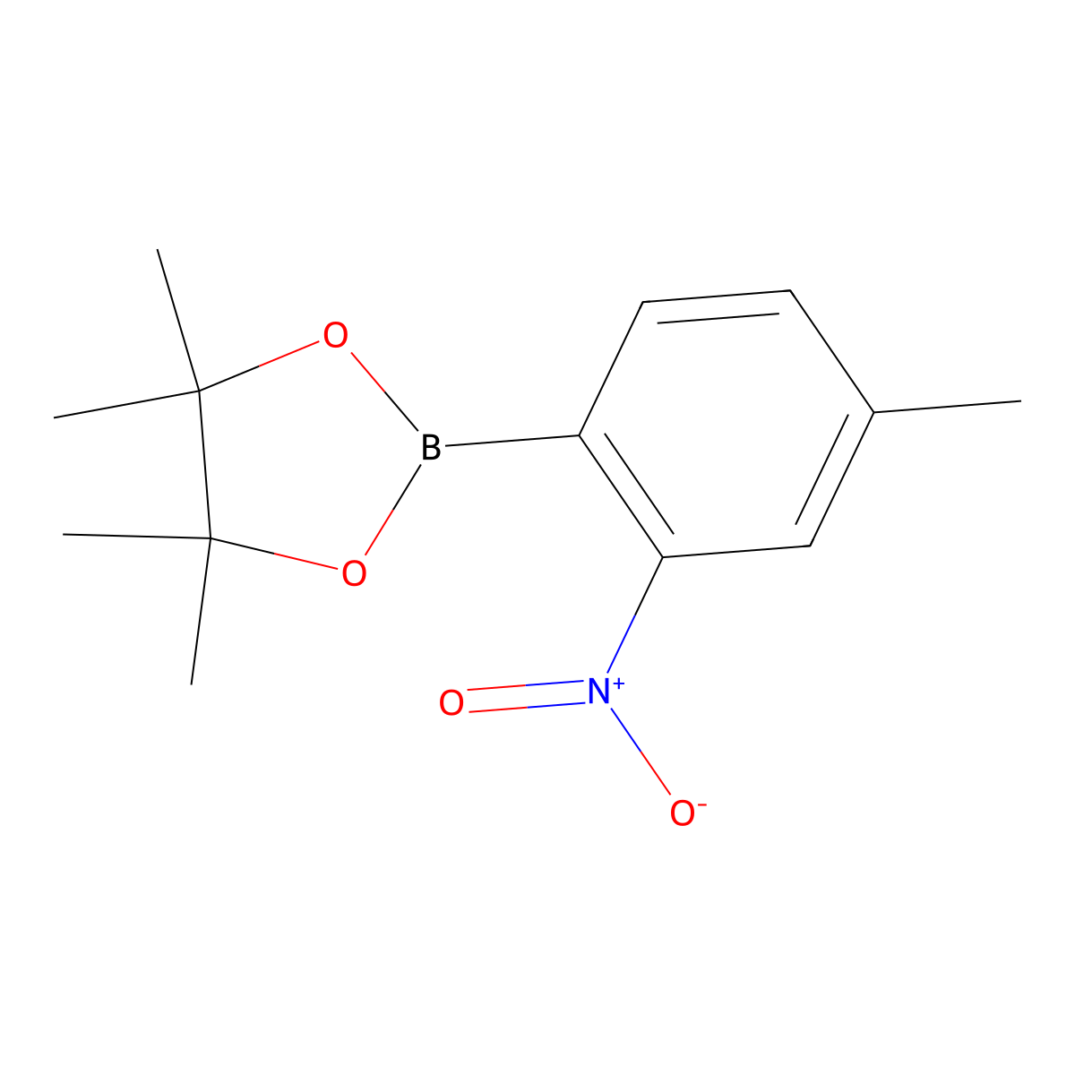4,4,5,5-Tetramethyl-2-(4-methyl-2-nitrophenyl)-1,3,2-dioxaborolane molecular structure, CAS 1256359-10-0