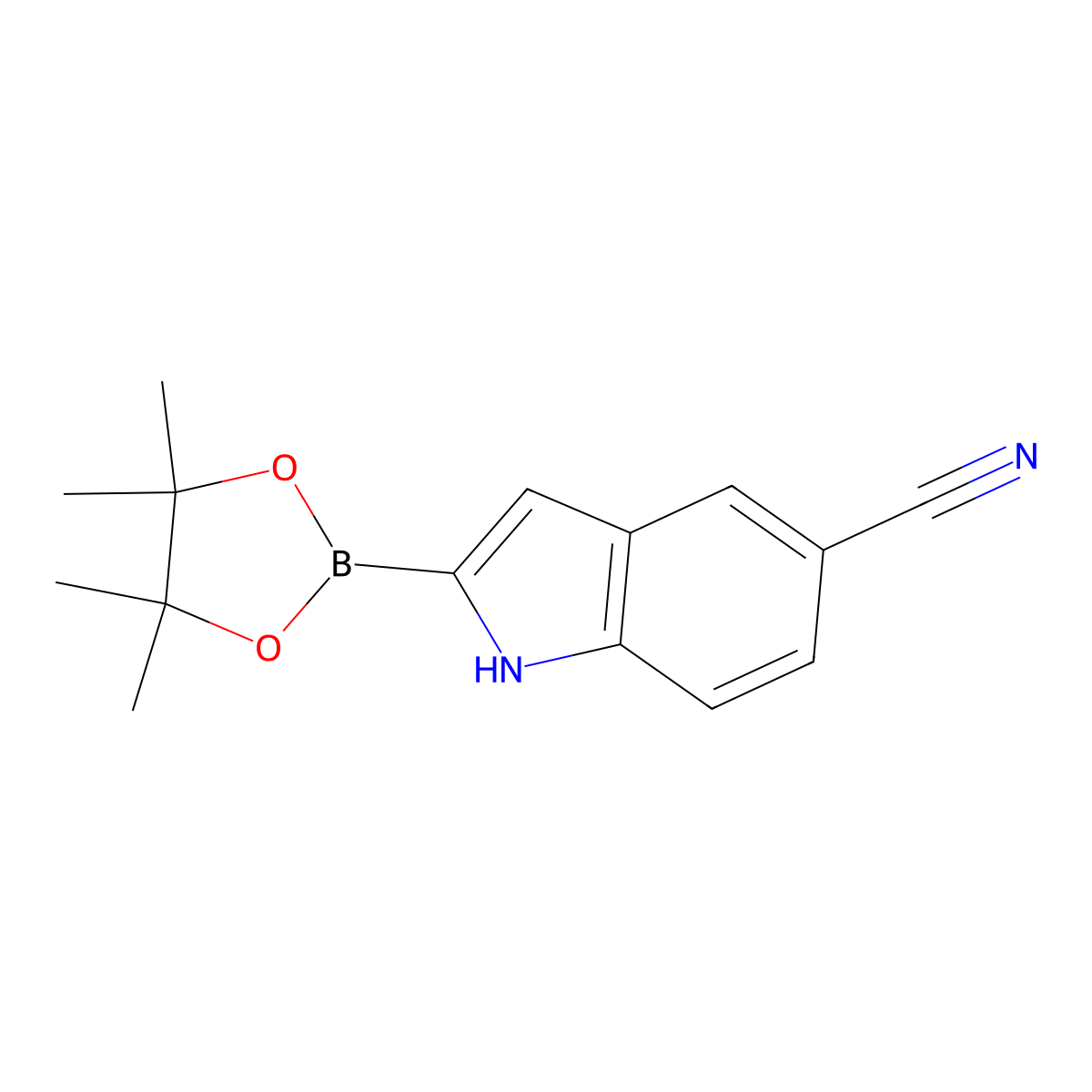 5-Cyanoindole-2-boronic acid, pinacol ester molecular structure, CAS 1256359-11-1