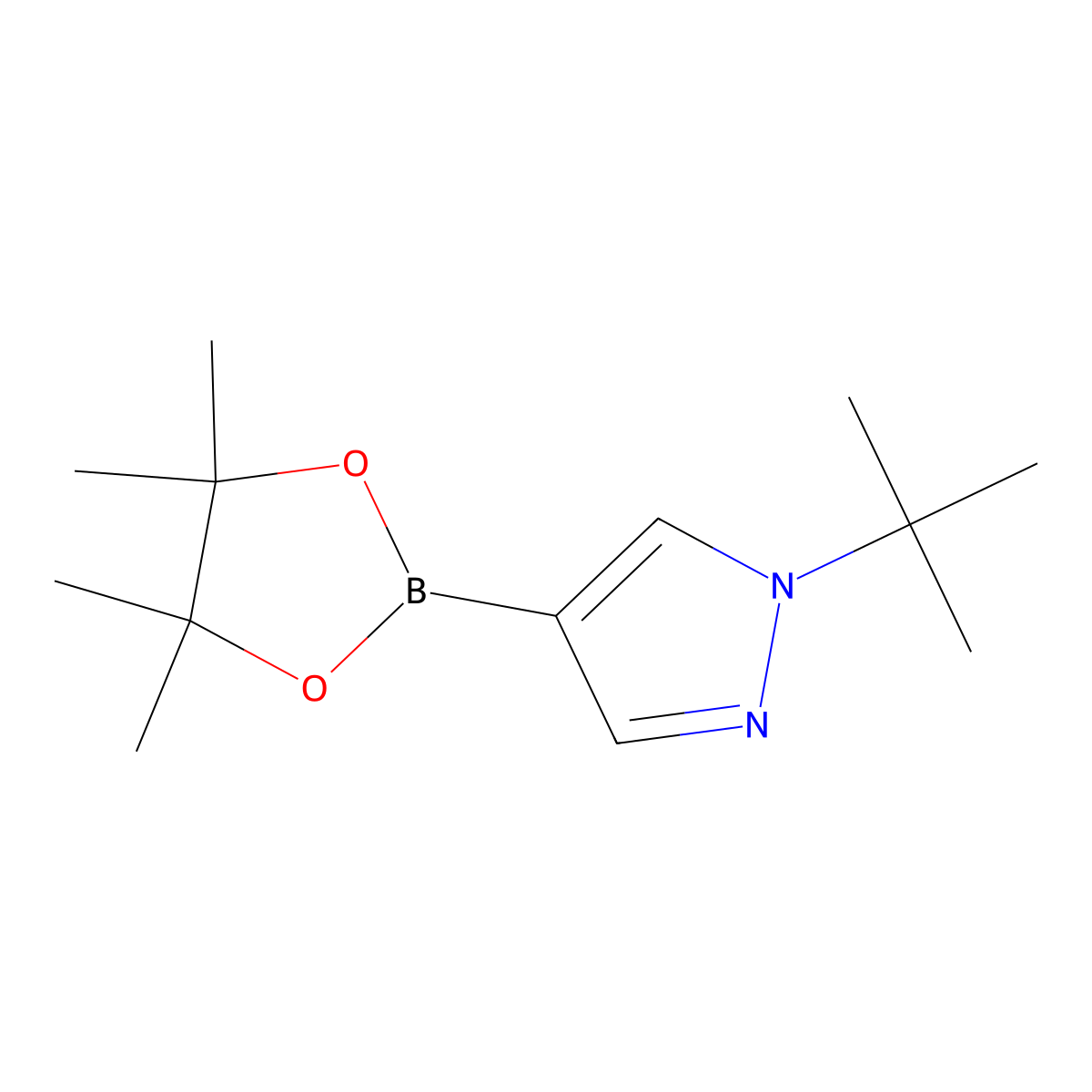 1-tert-butyl-4-(tetramethyl-1,3,2-dioxaborolan-2-yl)-1H-pyrazole molecular structure, CAS 1256359-15-5