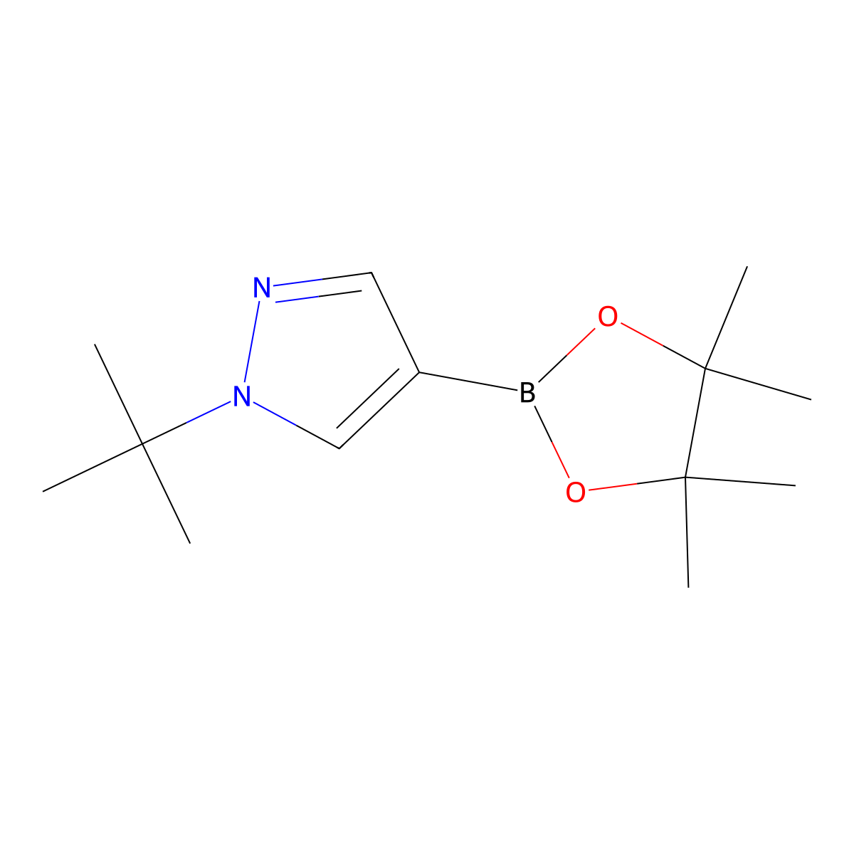 1-tert-butyl-4-(tetramethyl-1,3,2-dioxaborolan-2-yl)-1H-pyrazole molecular structure, CAS 1256359-15-5