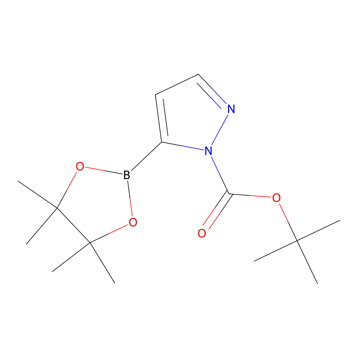 Tert-butyl 5-(4,4,5,5-tetramethyl-1,3,2-dioxaborolan-2-YL)-1H-pyrazole-1-carboxylate molecular structure, CAS 1256359-17-7