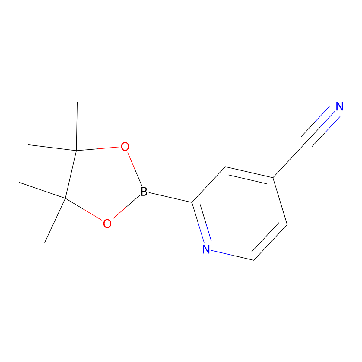 2-(4,4,5,5-Tetramethyl-1,3,2-dioxaborolan-2-yl)isonicotinonitrile molecular structure, CAS 1256359-18-8