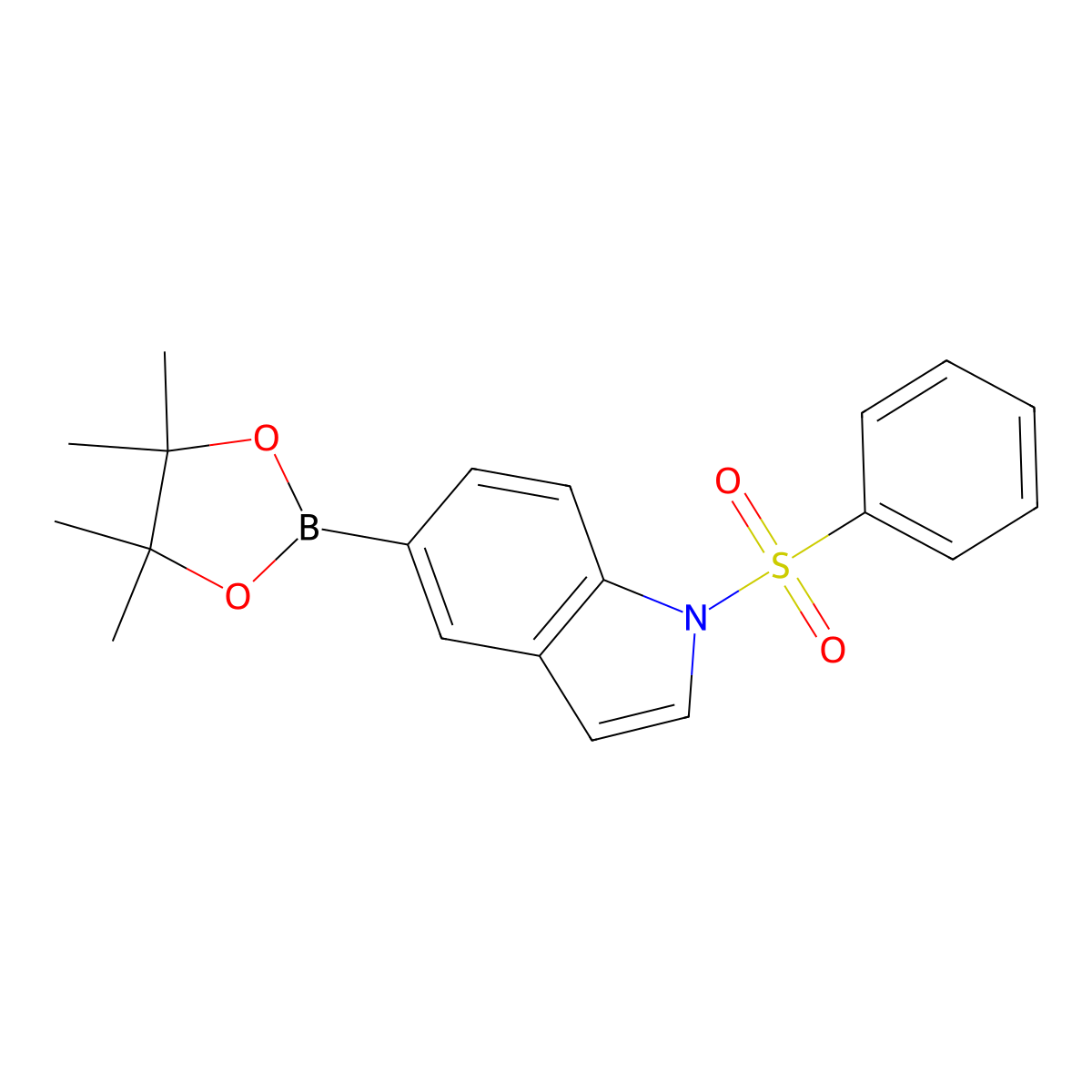1-(Phenylsulfonyl)-5-(4,4,5,5-tetramethyl-1,3,2-dioxaborolan-2-yl)-1H-indole molecular structure, CAS 1256359-23-5