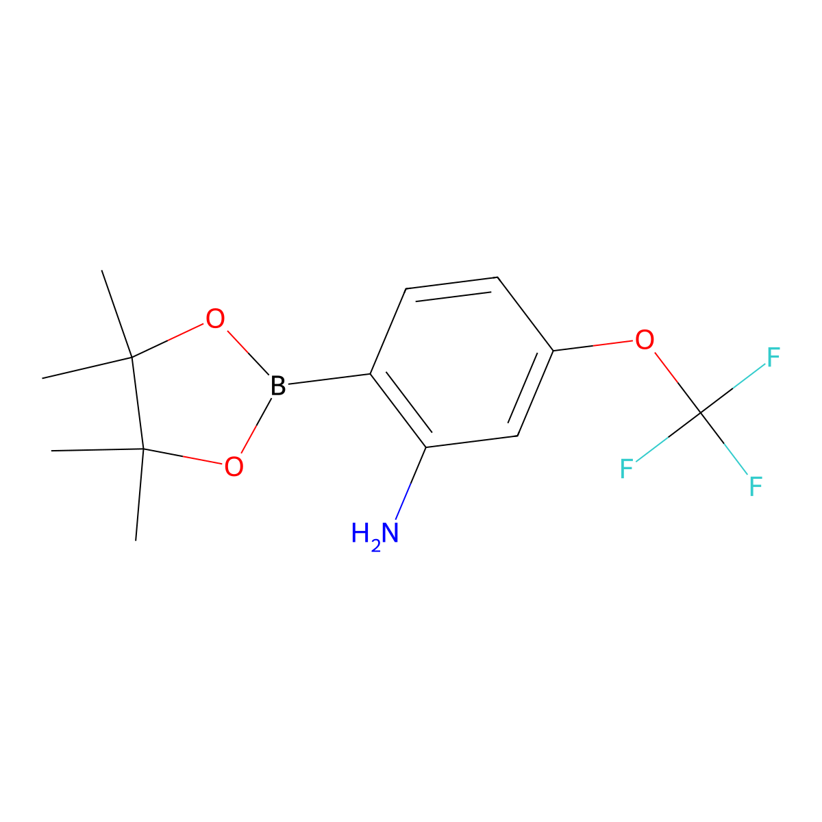 2-(4,4,5,5-Tetramethyl-1,3,2-dioxaborolan-2-yl)-5-(trifluoromethoxy)aniline molecular structure, CAS 1256359-27-9