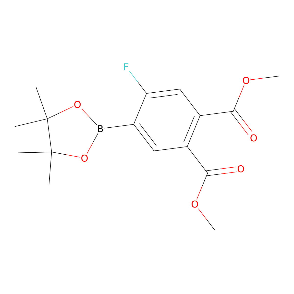 Dimethyl 4-fluoro-5-(4,4,5,5-tetramethyl-1,3,2-dioxaborolan-2-yl)benzene-1,2-dicarboxylate molecular structure, CAS 1256359-29-1