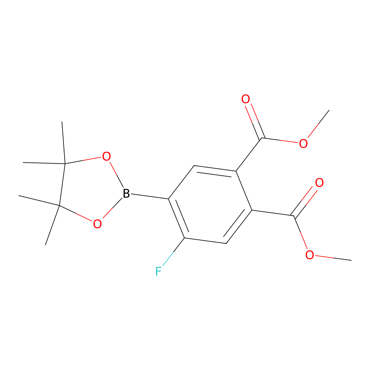 Dimethyl 4-fluoro-5-(4,4,5,5-tetramethyl-1,3,2-dioxaborolan-2-yl)benzene-1,2-dicarboxylate molecular structure, CAS 1256359-29-1