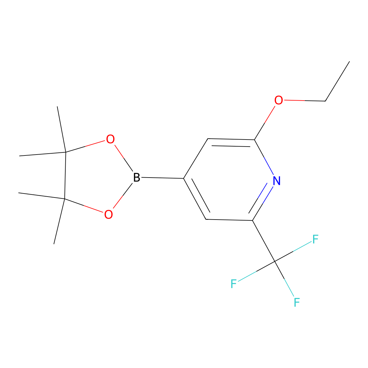2-Ethoxy-4-(4,4,5,5-tetramethyl-1,3,2-dioxaborolan-2-yl)-6-(trifluoromethyl)pyridine molecular structure, CAS 1256359-30-4