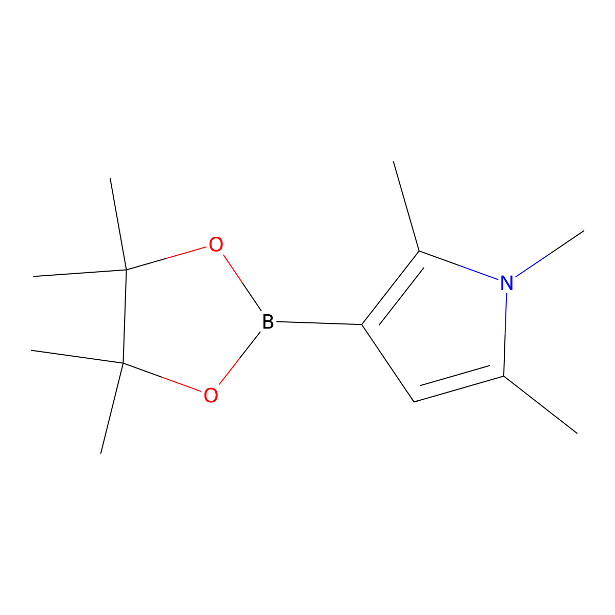 1,2,5-Trimethyl-3-(4,4,5,5-tetramethyl-1,3,2-dioxaborolan-2-yl)-1H-pyrrole molecular structure, CAS 1256359-32-6