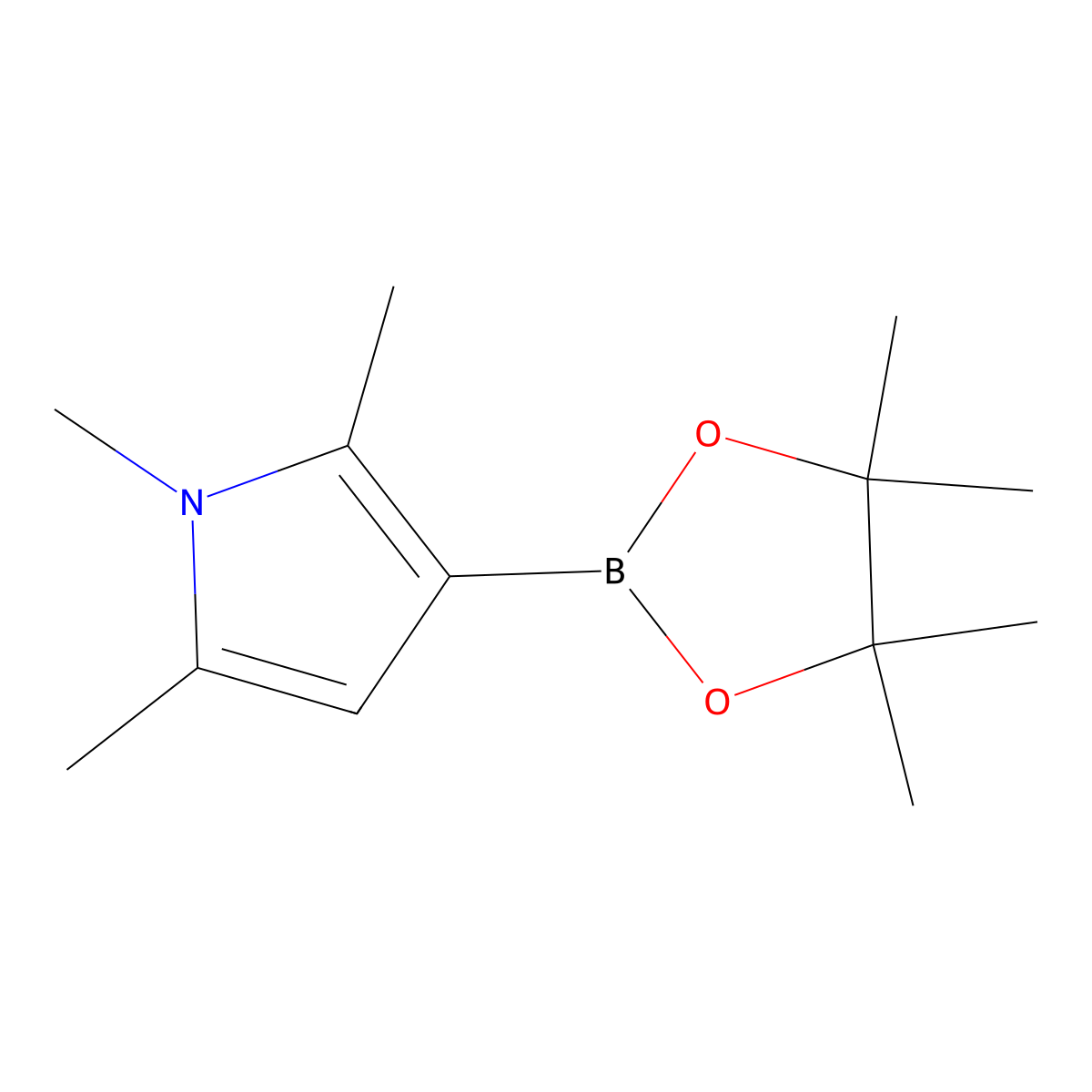 1,2,5-Trimethyl-3-(4,4,5,5-tetramethyl-1,3,2-dioxaborolan-2-yl)-1H-pyrrole molecular structure, CAS 1256359-32-6