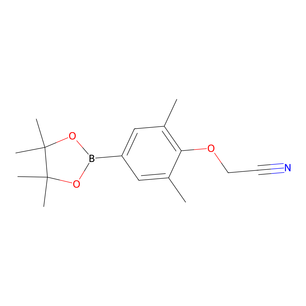 2-(2,6-Dimethyl-4-(4,4,5,5-tetramethyl-1,3,2-dioxaborolan-2-yl)phenoxy)acetonitrile molecular structure, CAS 1256359-33-7
