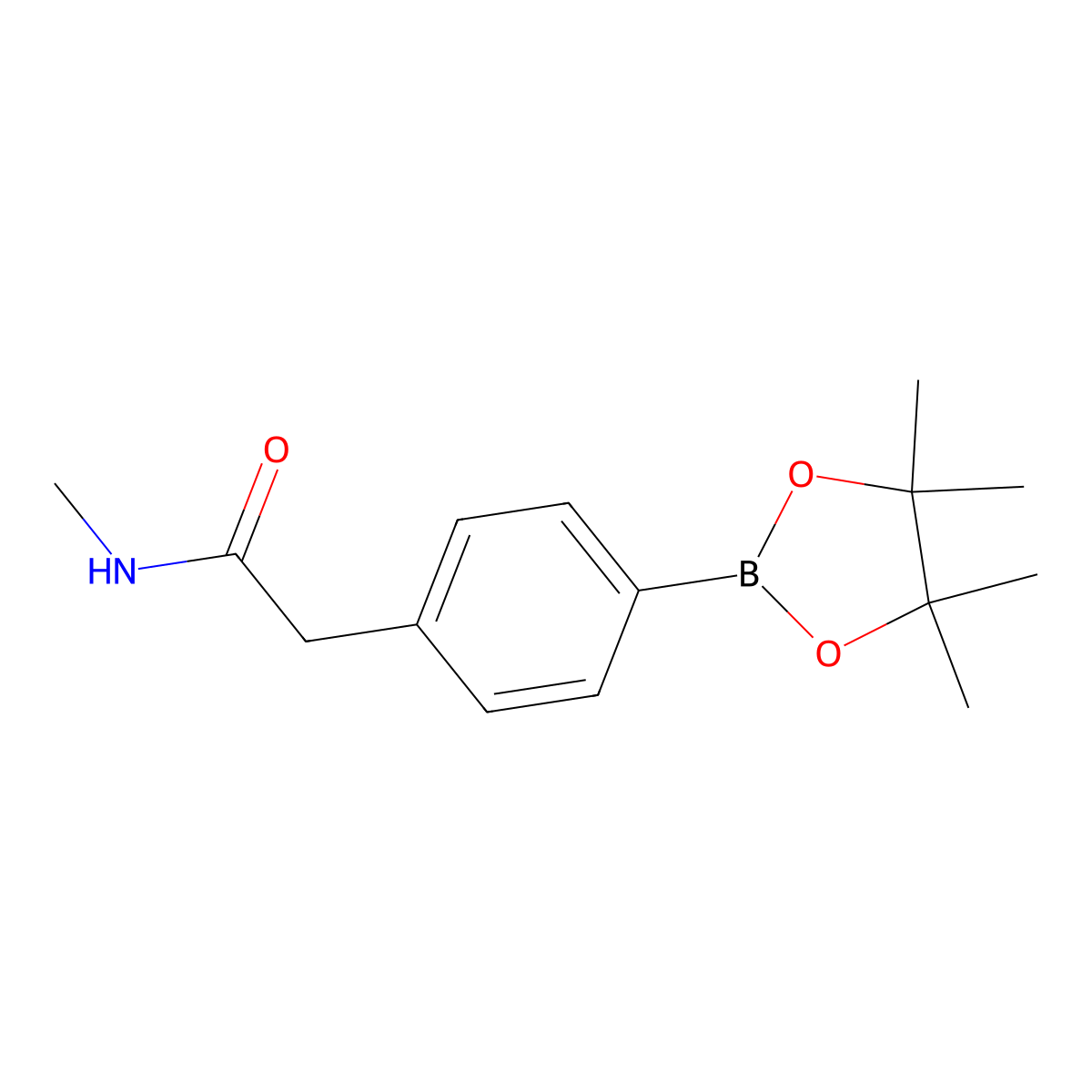 N-Methyl-2-(4-(4,4,5,5-tetramethyl-1,3,2-dioxaborolan-2-yl)phenyl)acetamide molecular structure, CAS 1256359-34-8