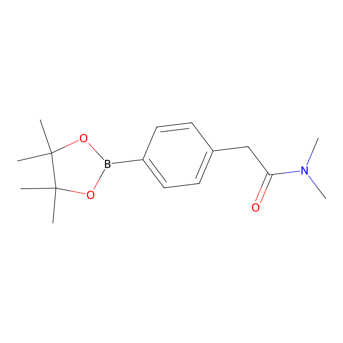 N,N-Dimethyl-2-(4-(4,4,5,5-tetramethyl-1,3,2-dioxaborolan-2-yl)phenyl)acetamide molecular structure, CAS 1256359-80-4