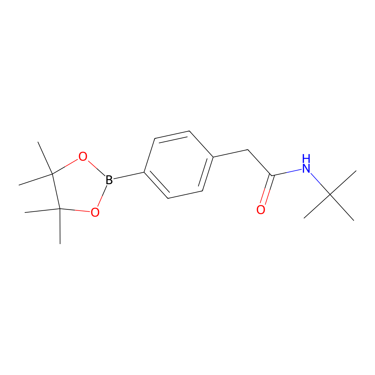 N-tert-butyl-2-[4-(4,4,5,5-tetramethyl-1,3,2-dioxaborolan-2-yl)phenyl]acetamide molecular structure, CAS 1256359-83-7