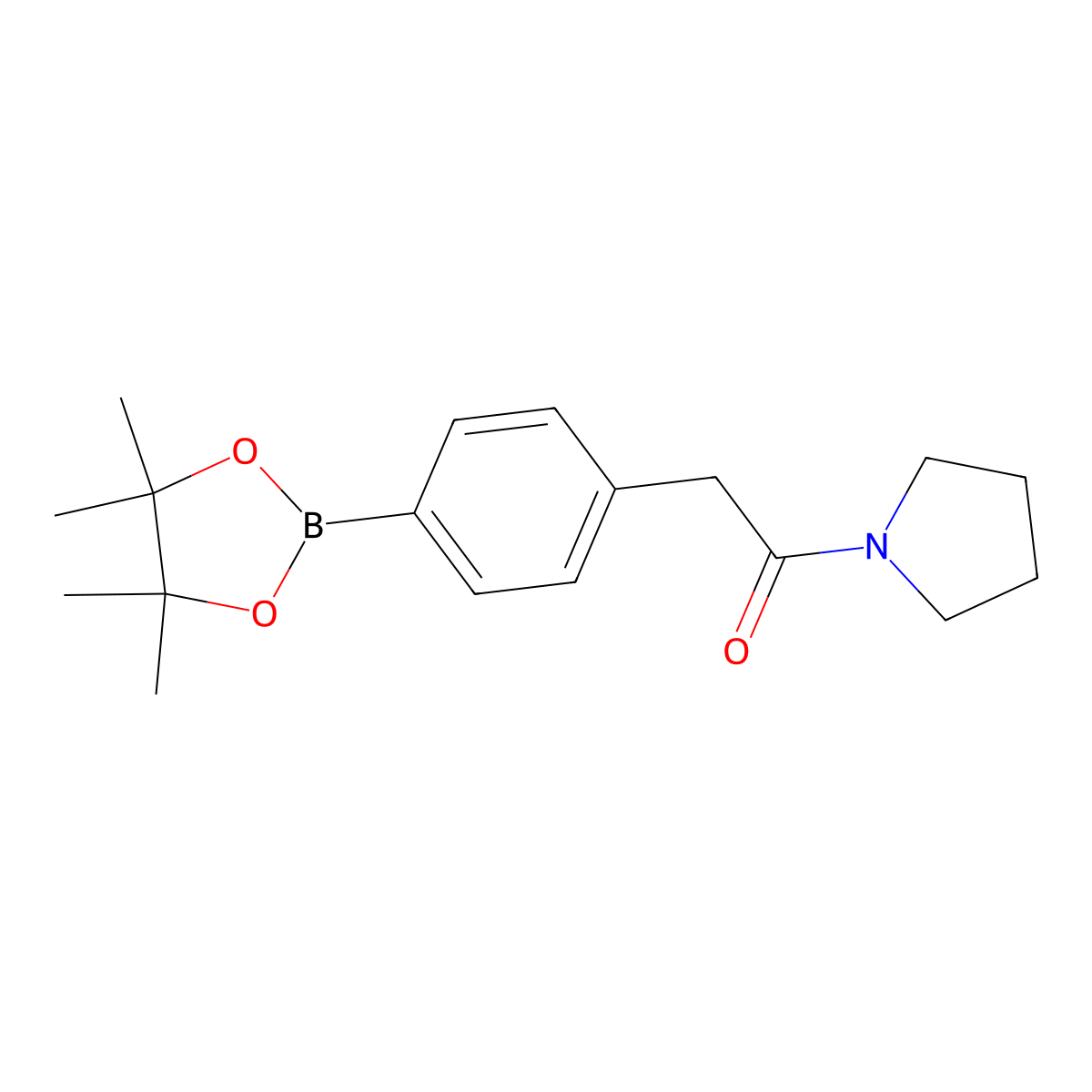 1-(Pyrrolidin-1-yl)-2-(4-(4,4,5,5-tetramethyl-1,3,2-dioxaborolan-2-yl)phenyl)ethanone molecular structure, CAS 1256359-85-9