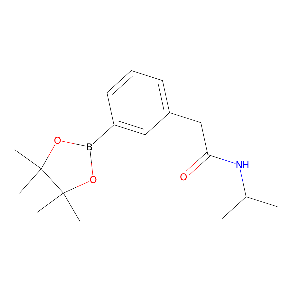 N-Isopropyl-2-(3-(4,4,5,5-tetramethyl-1,3,2-dioxaborolan-2-yl)phenyl)acetamide molecular structure, CAS 1256359-88-2
