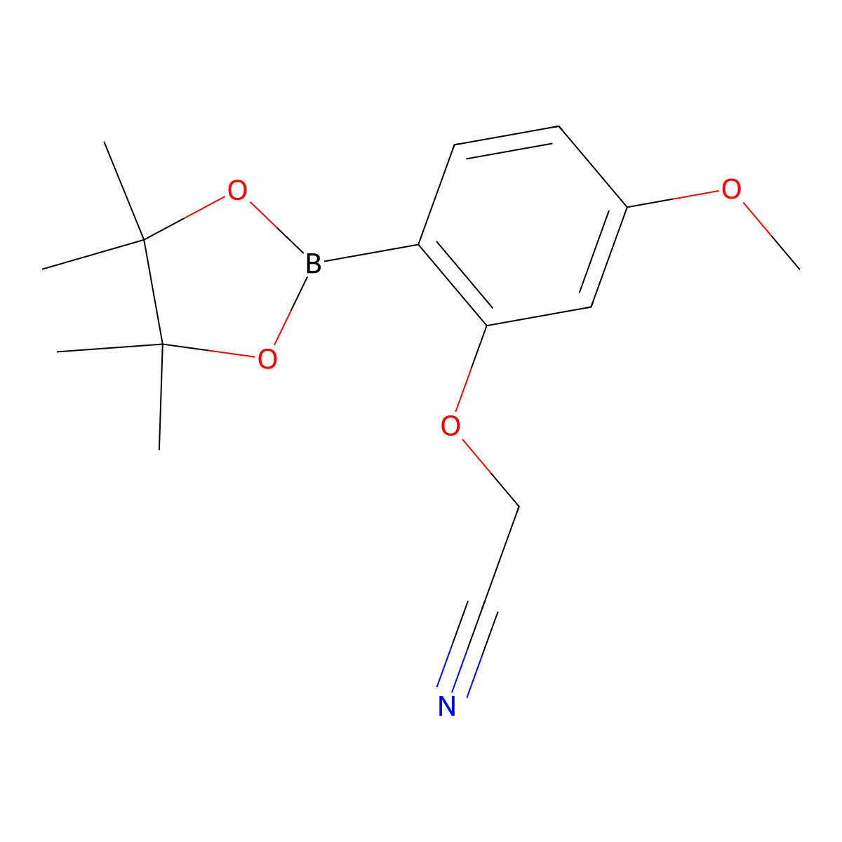 2-(5-Methoxy-2-(4,4,5,5-tetramethyl-1,3,2-dioxaborolan-2-yl)phenoxy)acetonitrile molecular structure, CAS 1256359-92-8