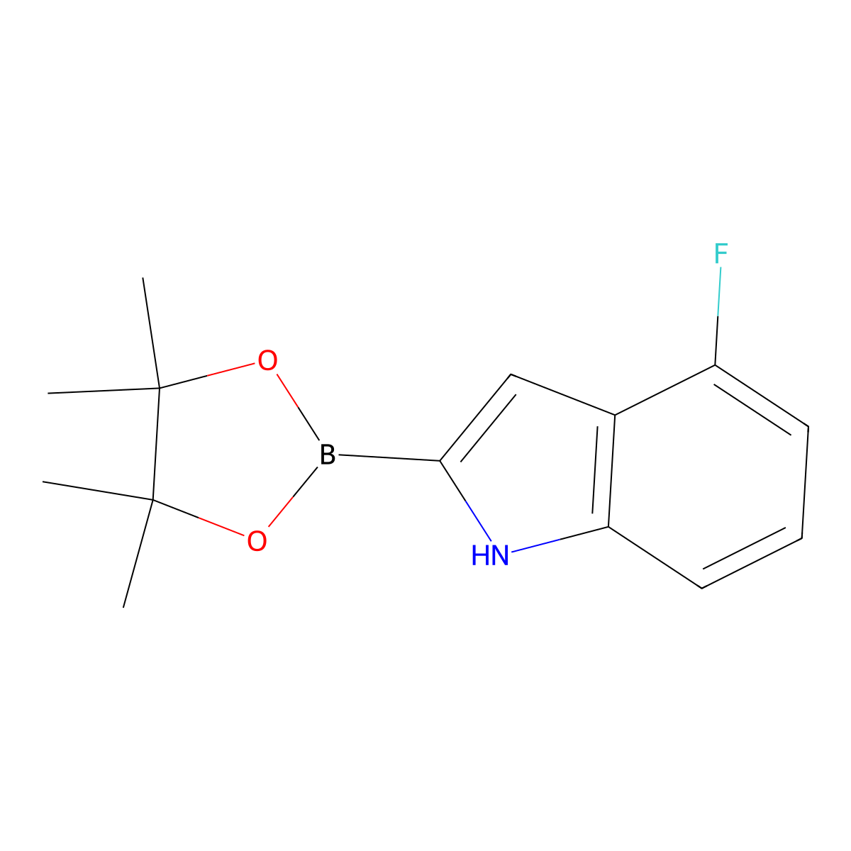4-Fluoro-2-(4,4,5,5-tetramethyl-1,3,2-dioxaborolan-2-YL)-1H-indole molecular structure, CAS 1256359-96-2