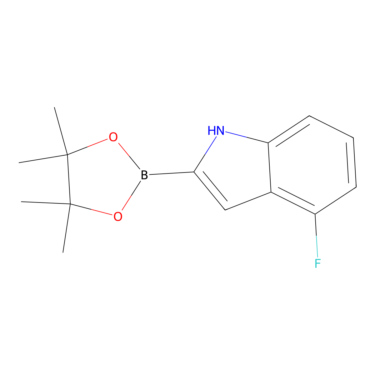 4-Fluoro-2-(4,4,5,5-tetramethyl-1,3,2-dioxaborolan-2-YL)-1H-indole molecular structure, CAS 1256359-96-2