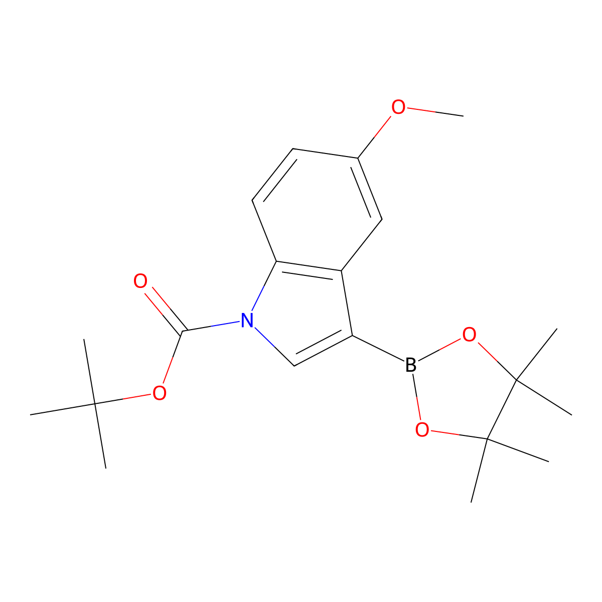 tert-Butyl 5-methoxy-3-(4,4,5,5-tetramethyl-1,3,2-dioxaborolan-2-yl)-1H-indole-1-carboxylate molecular structure, CAS 1256359-99-5