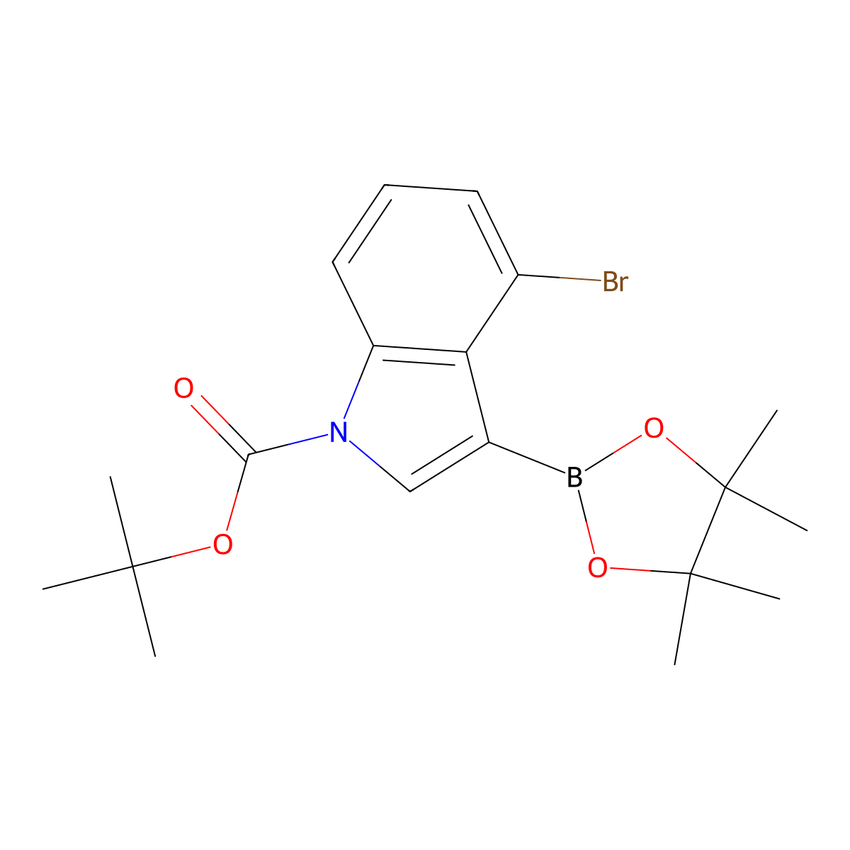 Tert-butyl 4-bromo-3-(4,4,5,5-tetramethyl-1,3,2-dioxaborolan-2-YL)-1H-indole-1-carboxylate molecular structure, CAS 1256360-01-6