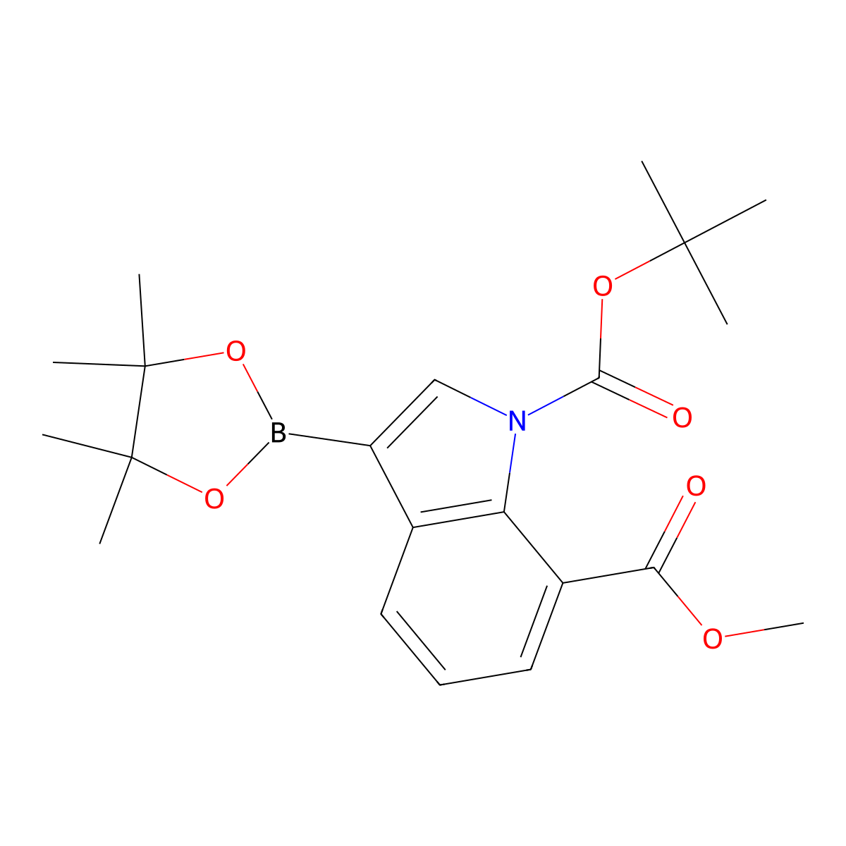 1-tert-Butyl 7-methyl 3-(4,4,5,5-tetramethyl-1,3,2-dioxaborolan-2-yl)-1H-indole-1,7-dicarboxylate molecular structure, CAS 1256360-02-7
