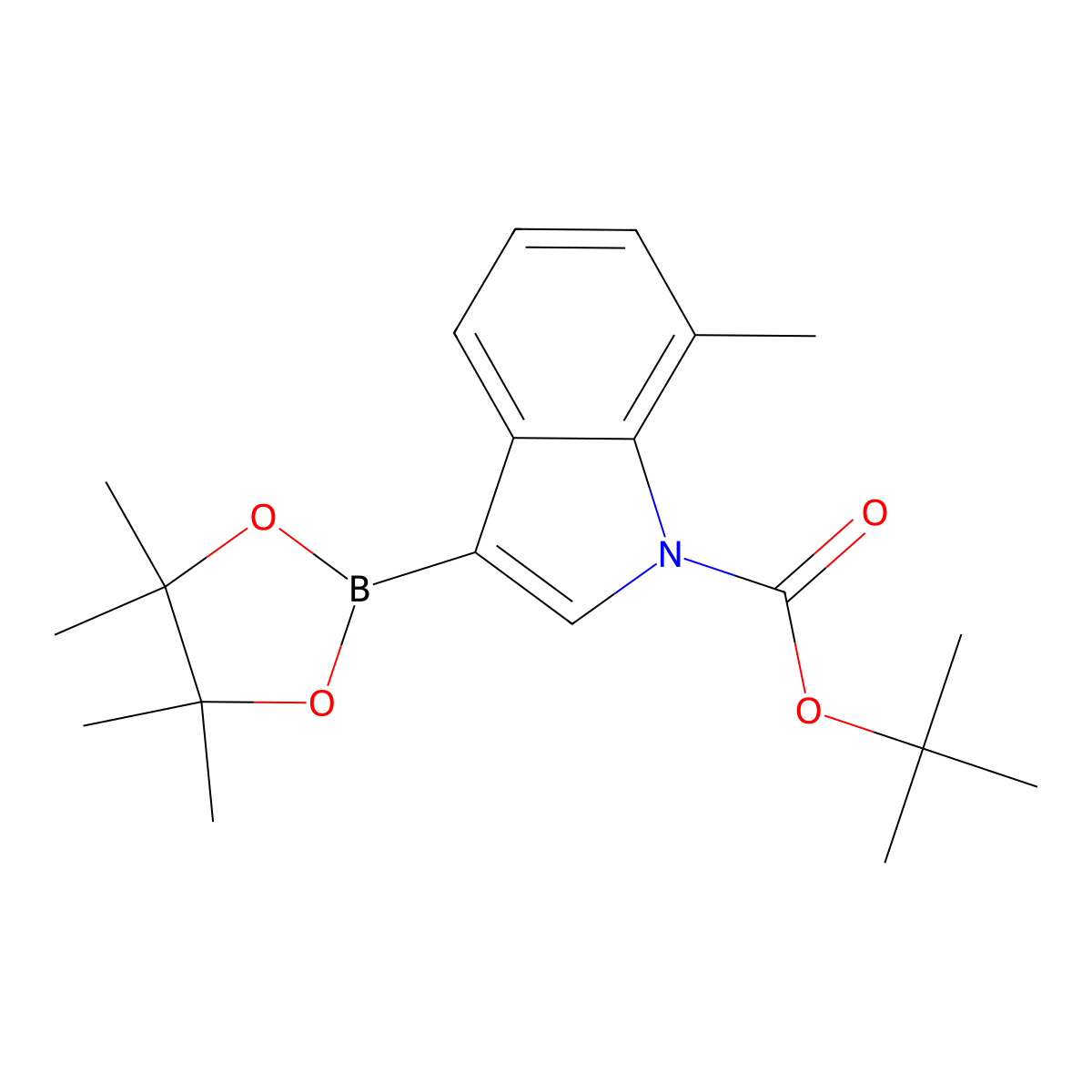 Tert-butyl 7-methyl-3-(4,4,5,5-tetramethyl-1,3,2-dioxaborolan-2-YL)-1H-indole-1-carboxylate molecular structure, CAS 1256360-03-8