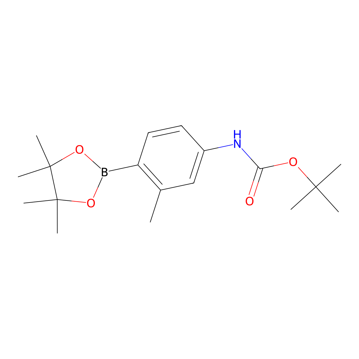 tert-Butyl (3-methyl-4-(4,4,5,5-tetramethyl-1,3,2-dioxaborolan-2-yl)phenyl)carbamate molecular structure, CAS 1256360-04-9