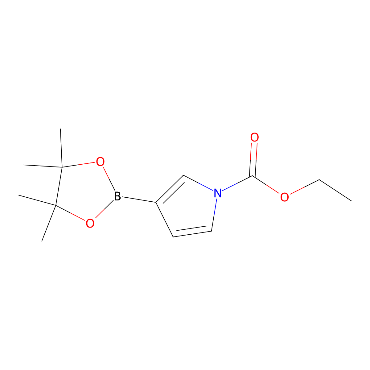 Ethyl 3-(4,4,5,5-tetramethyl-1,3,2-dioxaborolan-2-yl)-1H-pyrrole-1-carboxylate molecular structure, CAS 1256360-06-1