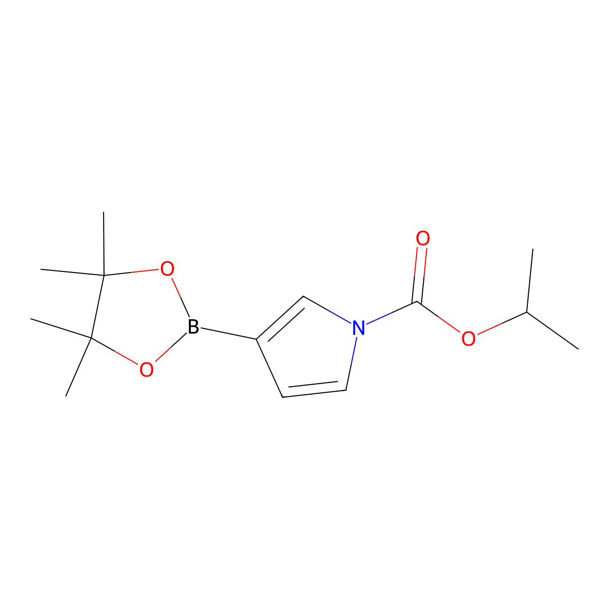 Isopropyl 3-(4,4,5,5-tetramethyl-1,3,2-dioxaborolan-2-YL)-1H-pyrrole-1-carboxylate molecular structure, CAS 1256360-07-2