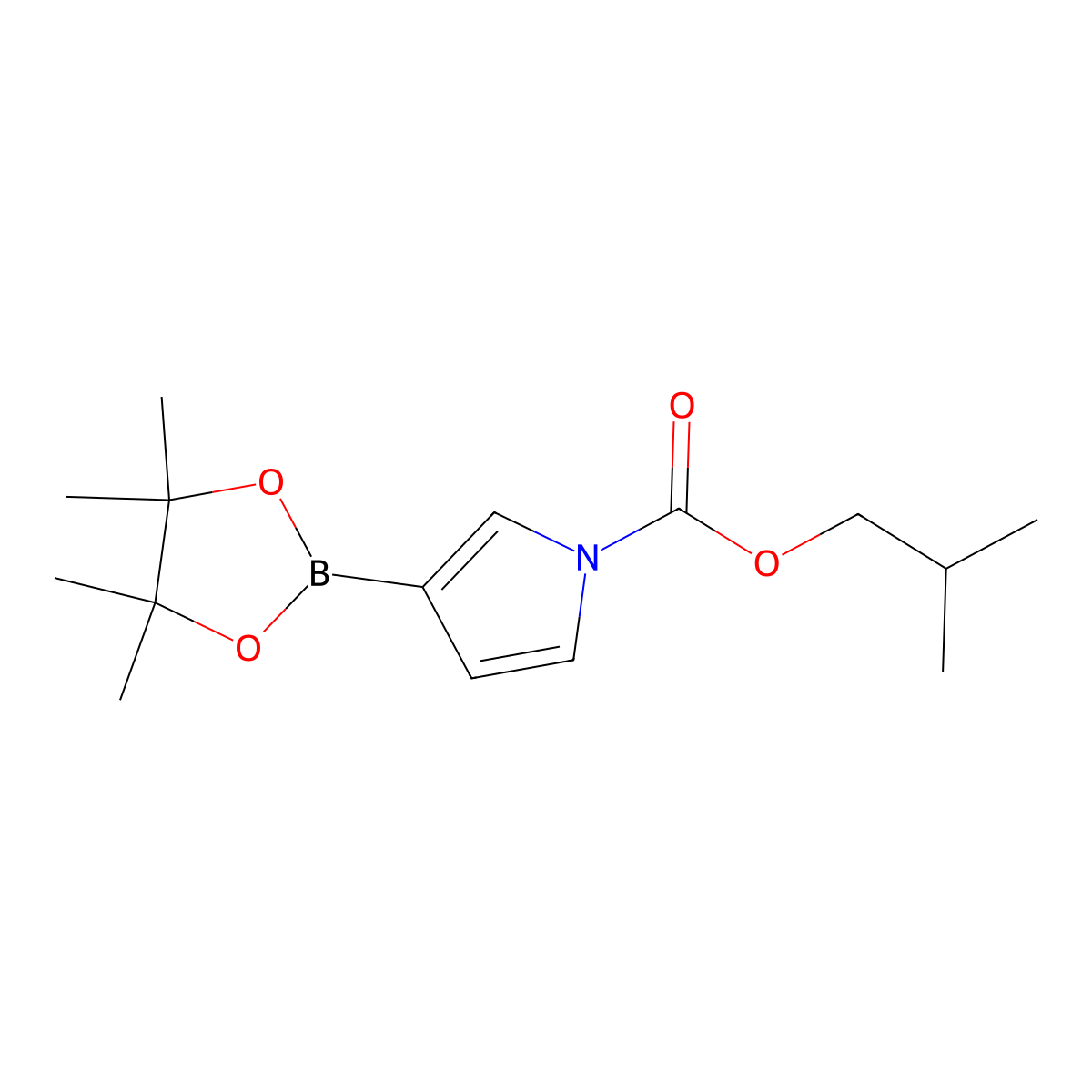 Isobutyl 3-(4,4,5,5-tetramethyl-1,3,2-dioxaborolan-2-YL)-1H-pyrrole-1-carboxylate molecular structure, CAS 1256360-08-3
