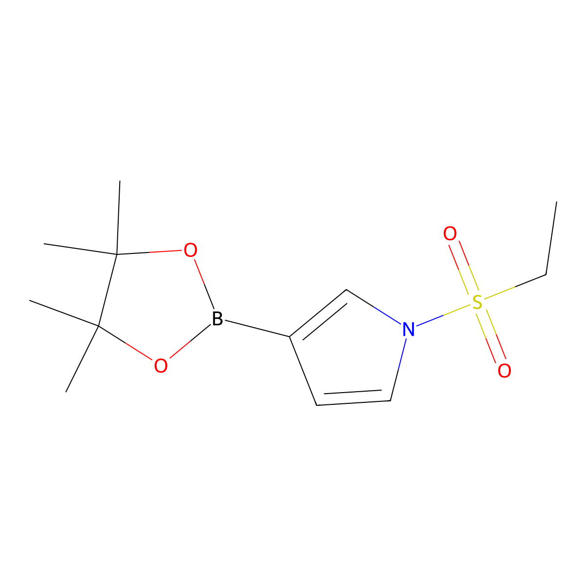 1-(Ethylsulfonyl)-3-(4,4,5,5-tetramethyl-1,3,2-dioxaborolan-2-yl)-1H-pyrrole molecular structure, CAS 1256360-10-7