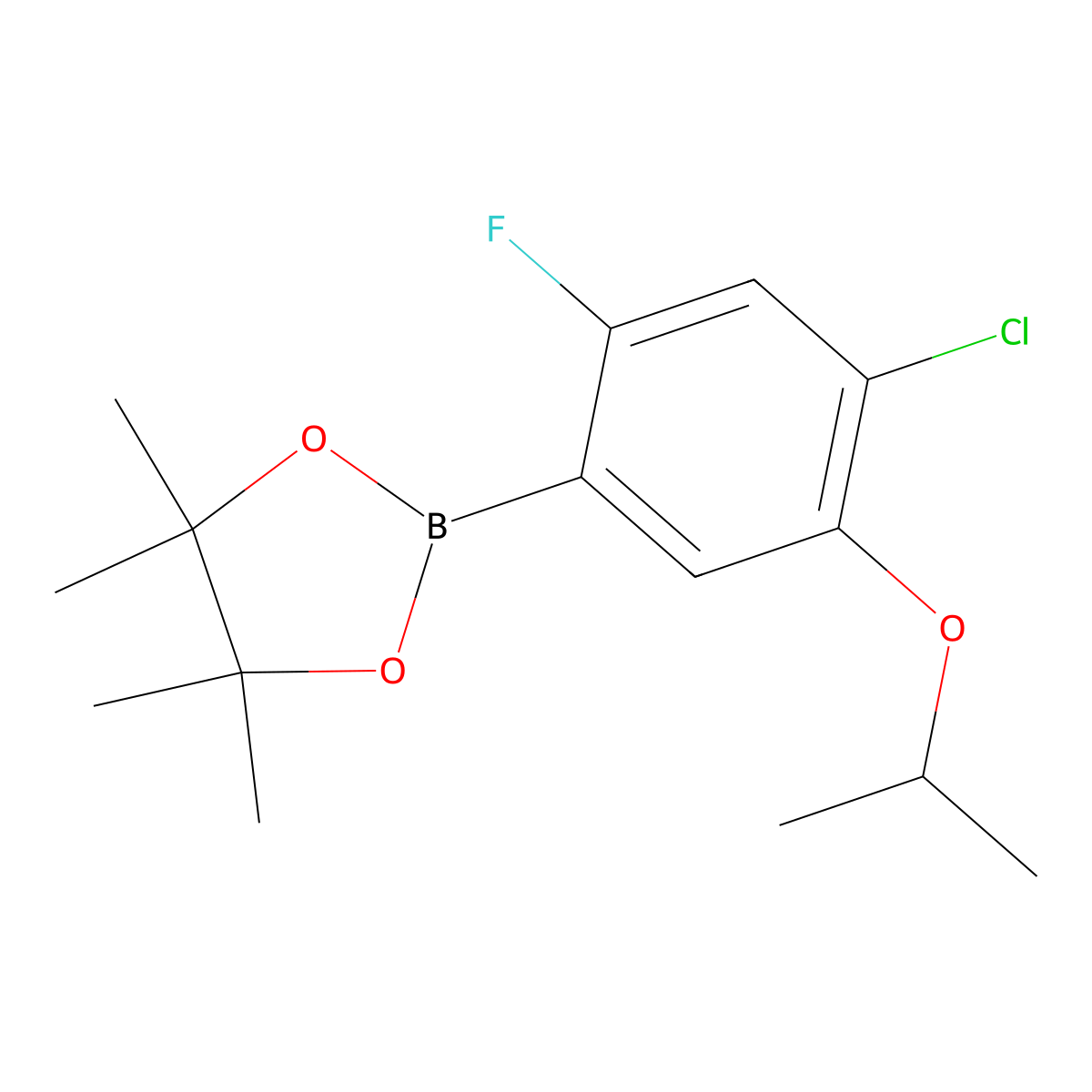 2-(4-Chloro-2-fluoro-5-isopropoxyphenyl)-4,4,5,5-tetramethyl-1,3,2-dioxaborolane molecular structure, CAS 1256360-16-3