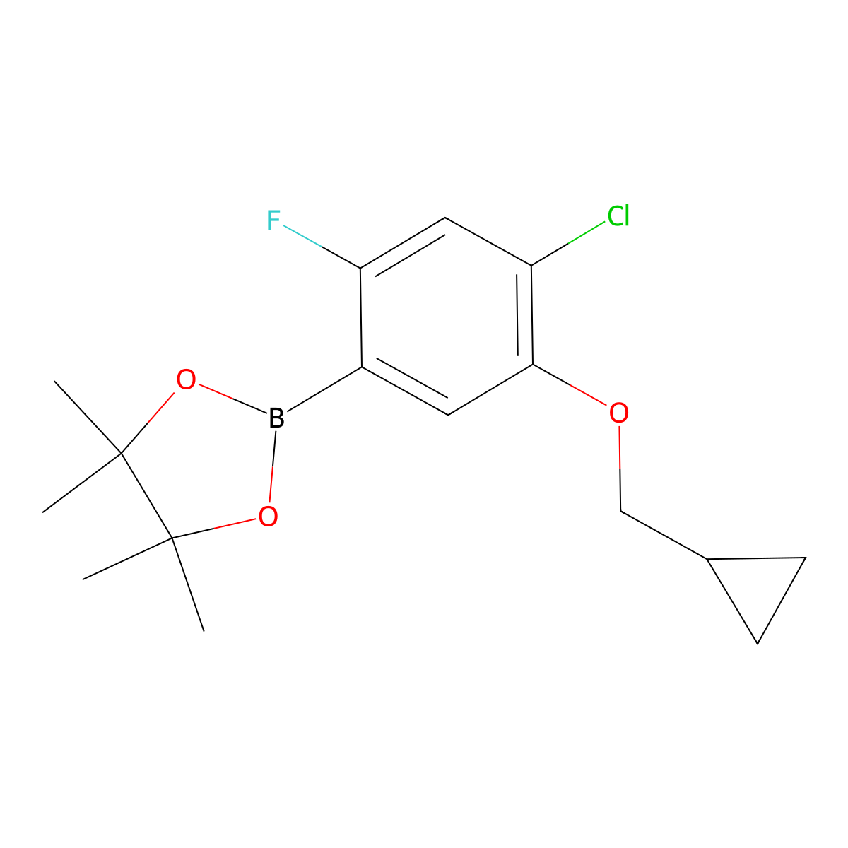 2-(4-Chloro-5-(cyclopropylmethoxy)-2-fluorophenyl)-4,4,5,5-tetramethyl-1,3,2-dioxaborolane molecular structure, CAS 1256360-17-4