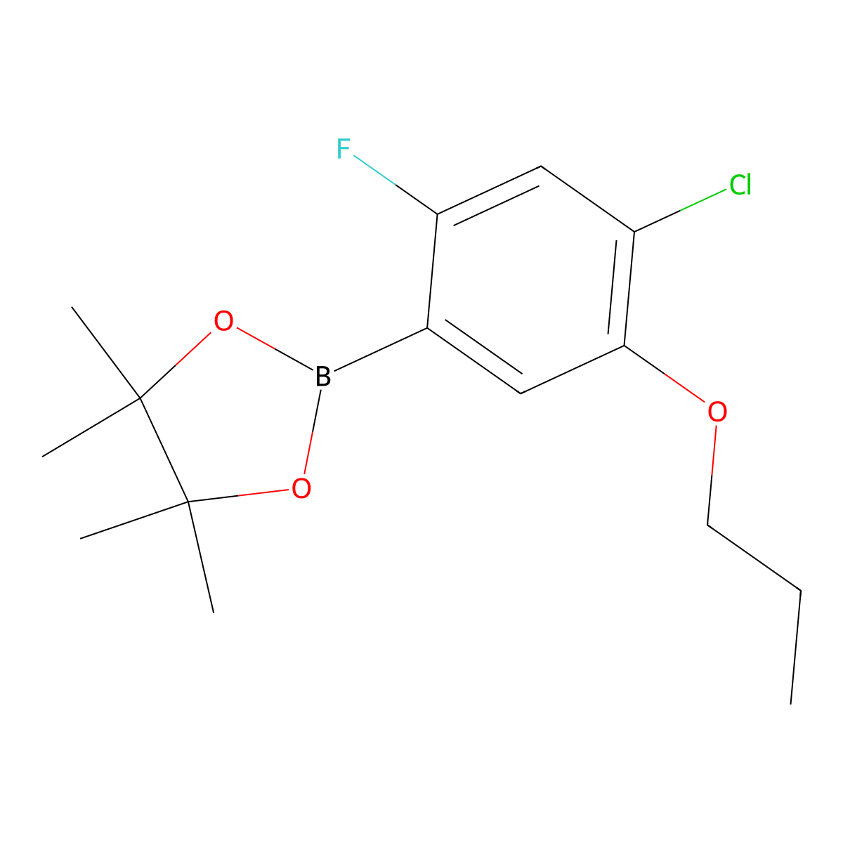 2-(4-Chloro-2-fluoro-5-propoxyphenyl)-4,4,5,5-tetramethyl-1,3,2-dioxaborolane molecular structure, CAS 1256360-18-5