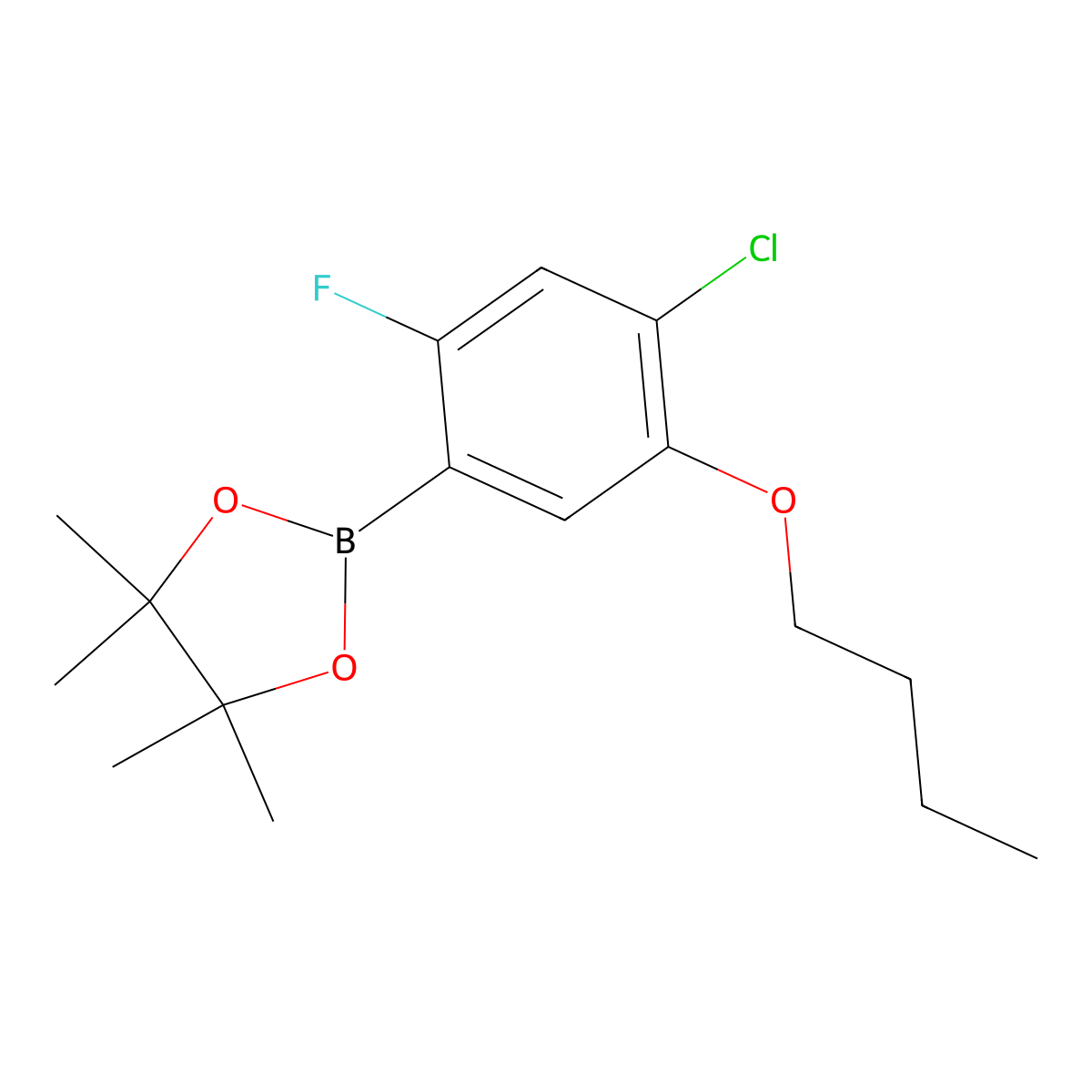 2-(5-Butoxy-4-chloro-2-fluorophenyl)-4,4,5,5-tetramethyl-1,3,2-dioxaborolane molecular structure, CAS 1256360-19-6