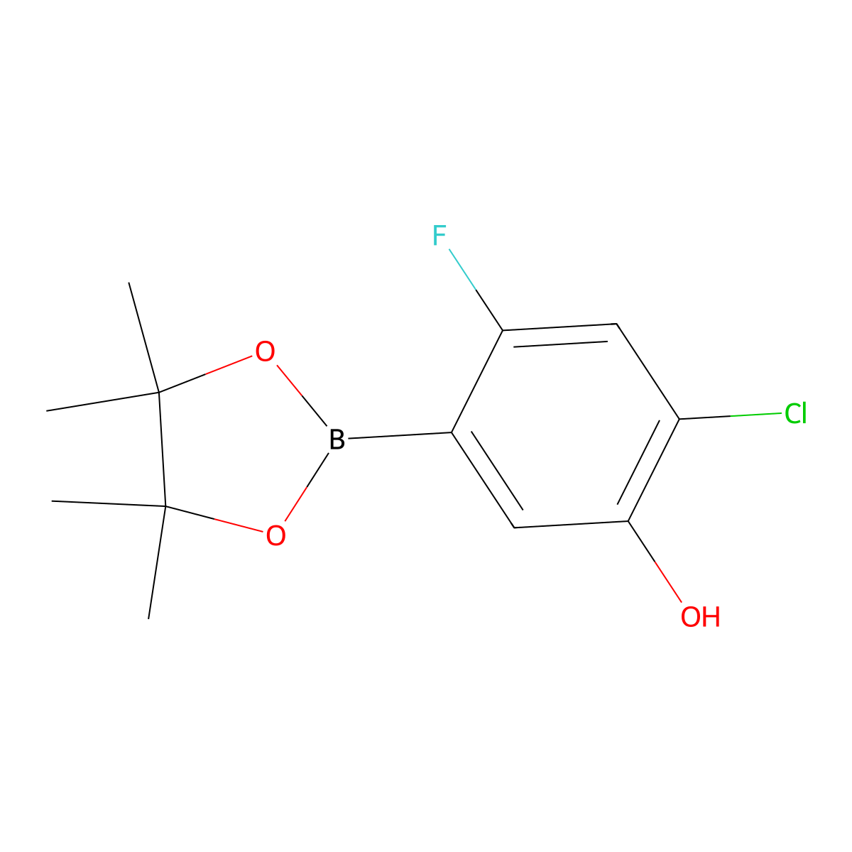 4-Chloro-2-fluoro-5-hydroxyphenylboronic acid pinacol ester molecular structure, CAS 1256360-20-9