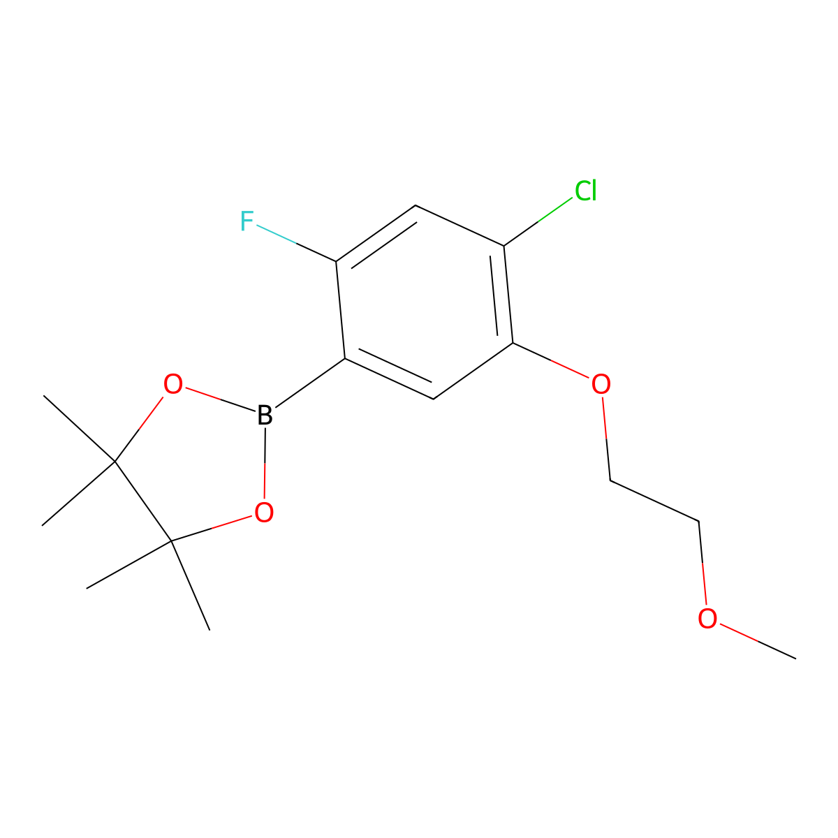 2-(4-Chloro-2-fluoro-5-(2-methoxyethoxy)phenyl)-4,4,5,5-tetramethyl-1,3,2-dioxaborolane molecular structure, CAS 1256360-21-0