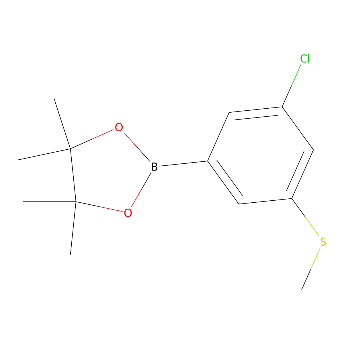 2-(3-Chloro-5-(methylthio)phenyl)-4,4,5,5-tetramethyl-1,3,2-dioxaborolane molecular structure, CAS 1256360-24-3