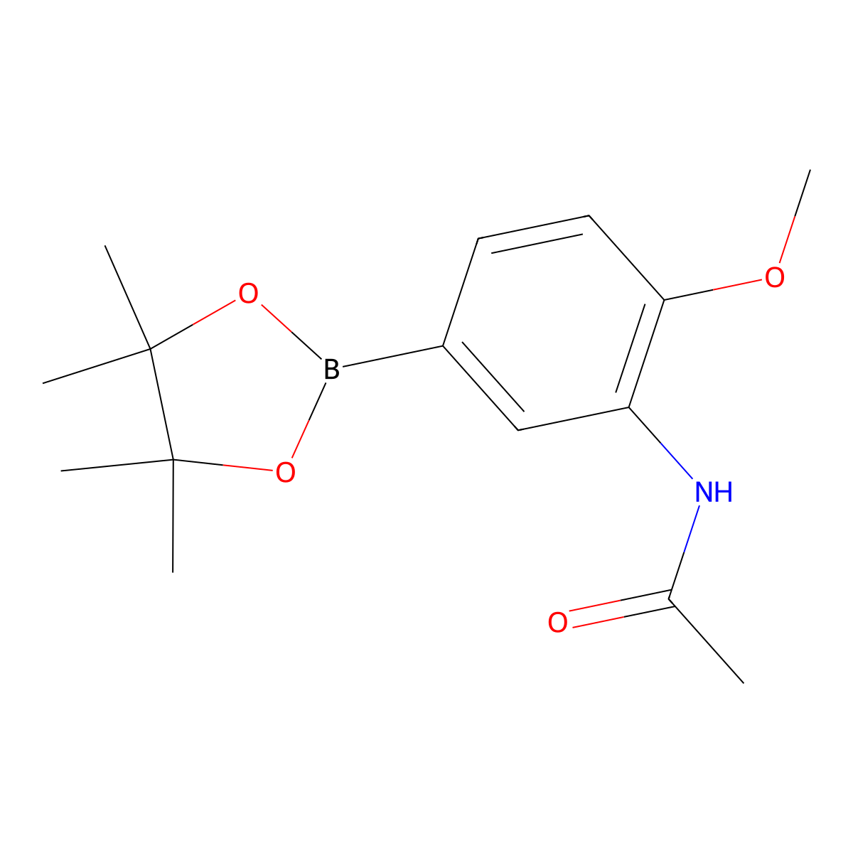N-(2-Methoxy-5-(4,4,5,5-tetramethyl-1,3,2-dioxaborolan-2-yl)phenyl)acetamide molecular structure, CAS 1256360-26-5