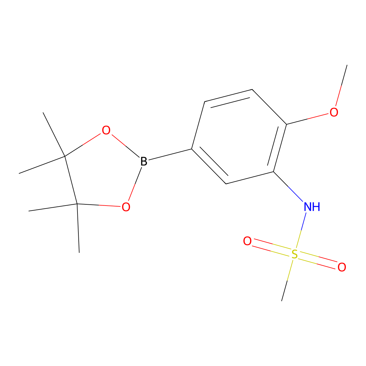 N-(2-Methoxy-5-(4,4,5,5-tetramethyl-1,3,2-dioxaborolan-2-yl)phenyl)methanesulfonamide molecular structure, CAS 1256360-27-6