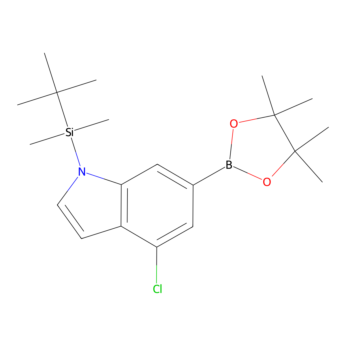 1-(tert-Butyldimethylsilyl)-4-chloro-6-(4,4,5,5-tetramethyl-1,3,2-dioxaborolan-2-yl)-1H-indole molecular structure, CAS 1256360-33-4