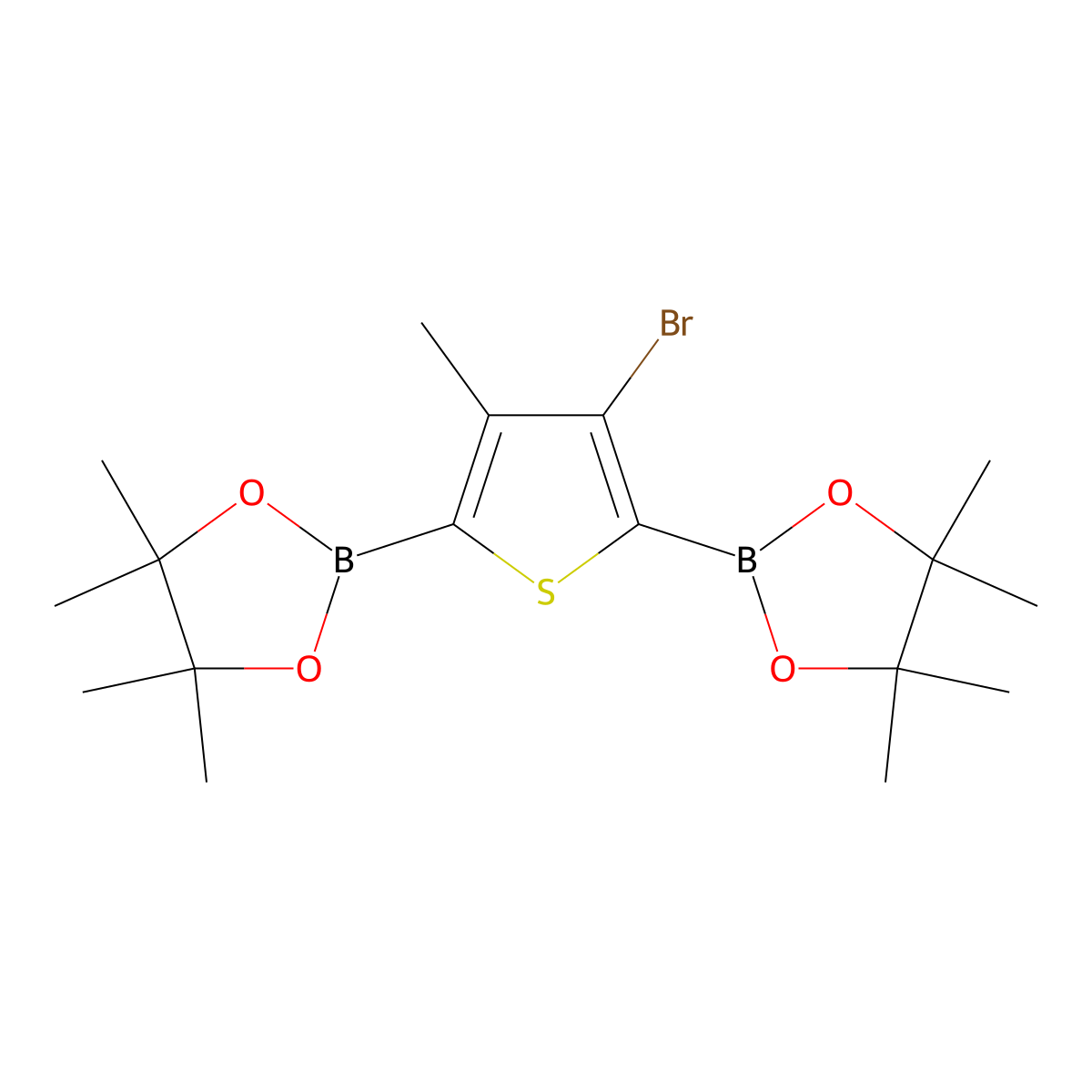 3-Bromo-4-methylthiophene-2,5-diboronic acid, pinacol ester molecular structure, CAS 1256360-34-5
