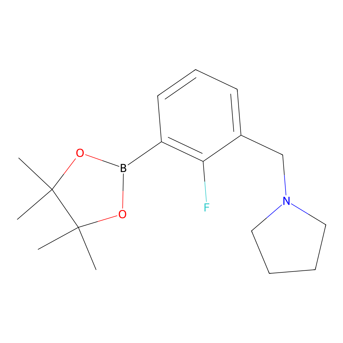 1-(2-Fluoro-3-(4,4,5,5-tetramethyl-1,3,2-dioxaborolan-2-yl)benzyl)pyrrolidine molecular structure, CAS 1256360-38-9
